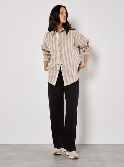 Twill Stripe Oversized Shacket