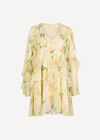 Floral Chiffon Ruffle Mini Dress, Yellow, large