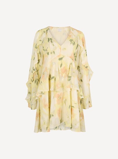 Floral Chiffon Ruffle Mini Dress