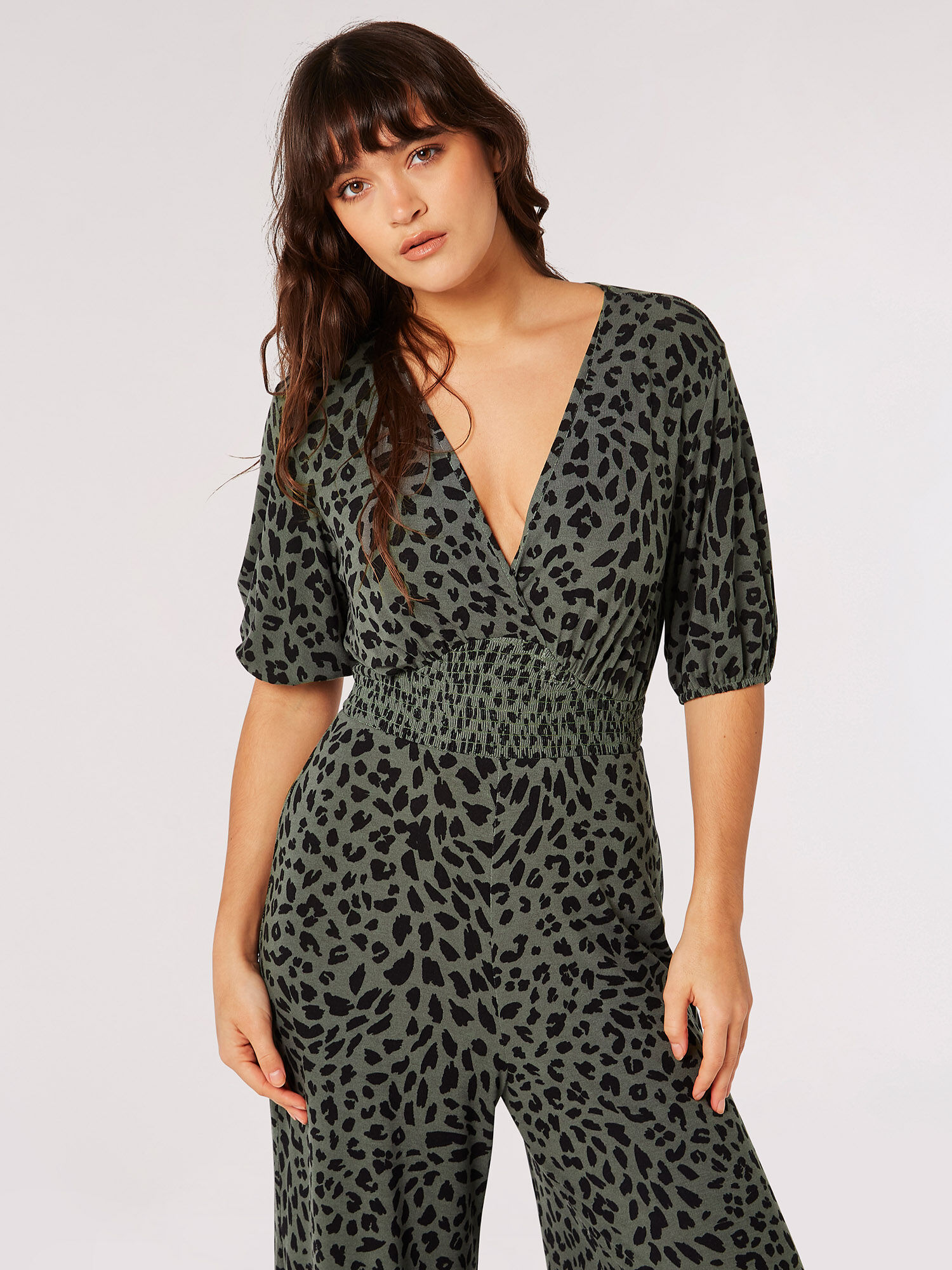 Khaki leopard print jumpsuit deals