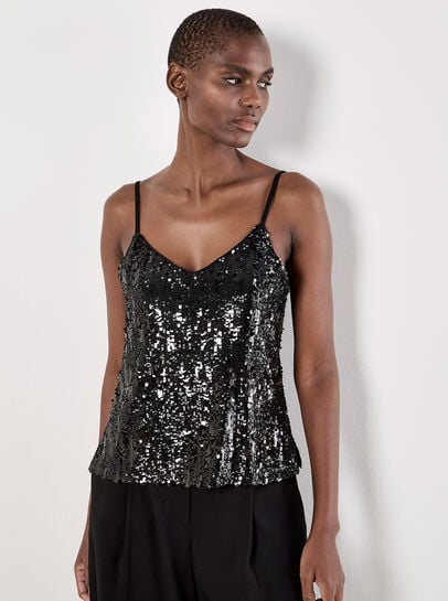 Sequin Embellished Camisole Top