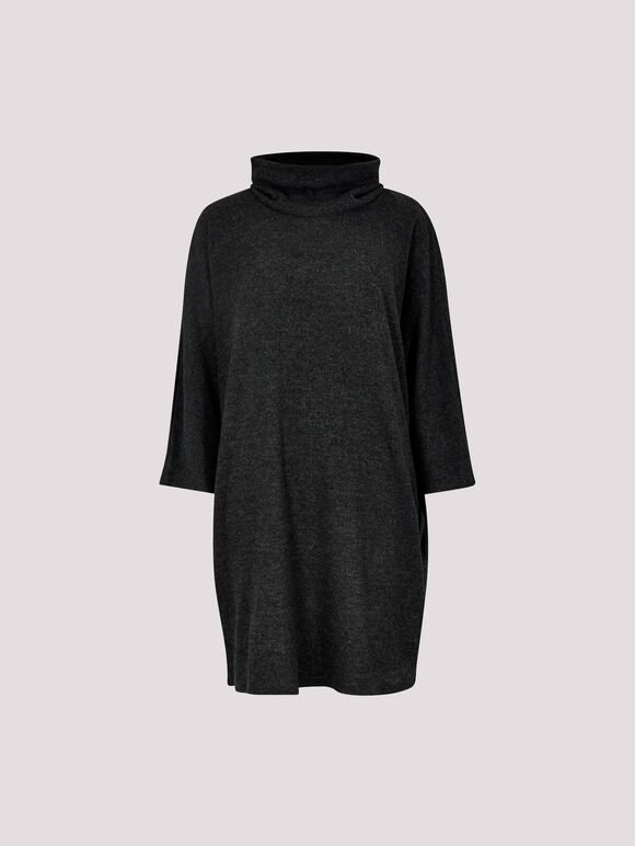 Soft Touch Cocoon Mini Dress, Black, large