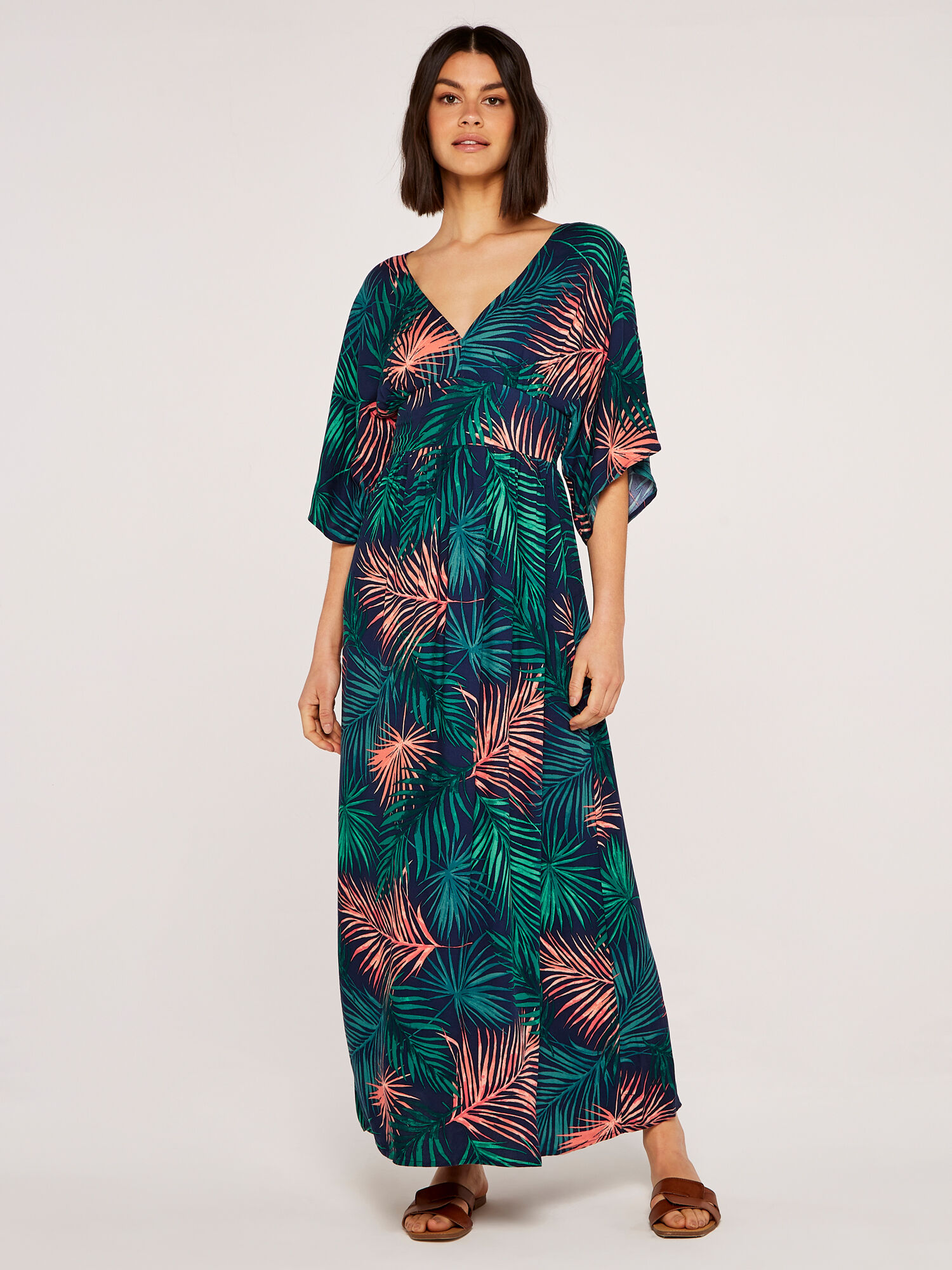 Tropical leaf shop maxi dress