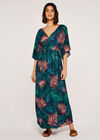 Tropical Leaf Maxi Dress, Navy, large