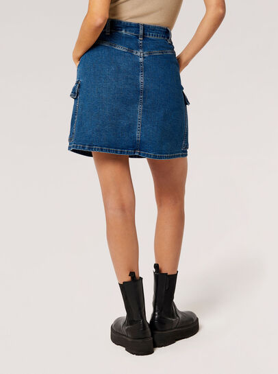 Denim Cargo Mini Skirt