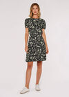 Floral Smock Waist Dress, Black, large