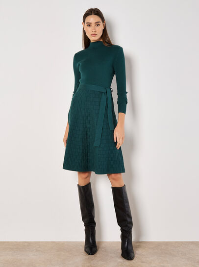Mock Neck Knitted Mini Dress