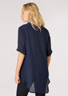 Slub Shimmer Relaxed Blouse, Navy, large