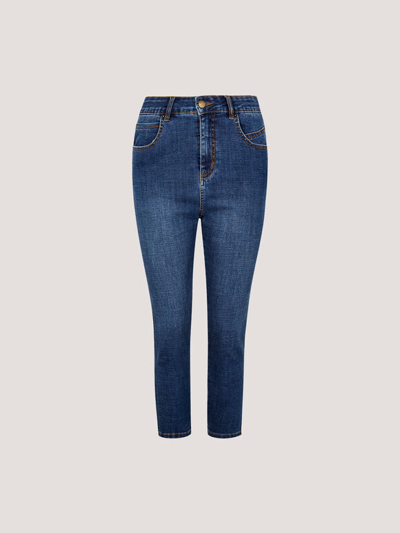 Sara Skinny Fit Capri Jeans, Blue, large
