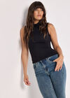 Jersey Roll Neck Tank Top, Black, large