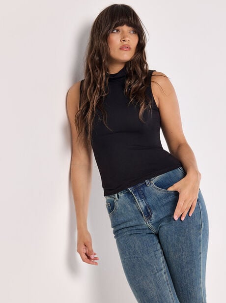 Jersey Roll Neck Tank Top