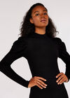 Ruch Shoulder Mini Dress, Black, large