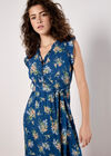 Ditsy Floral Print Midi Dress, Blue, large