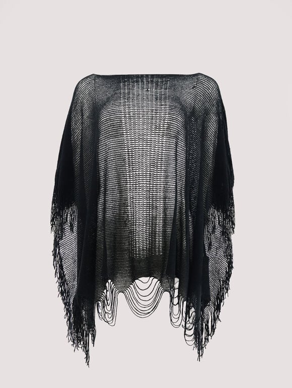 Ladder Back Festival Poncho, Black, large