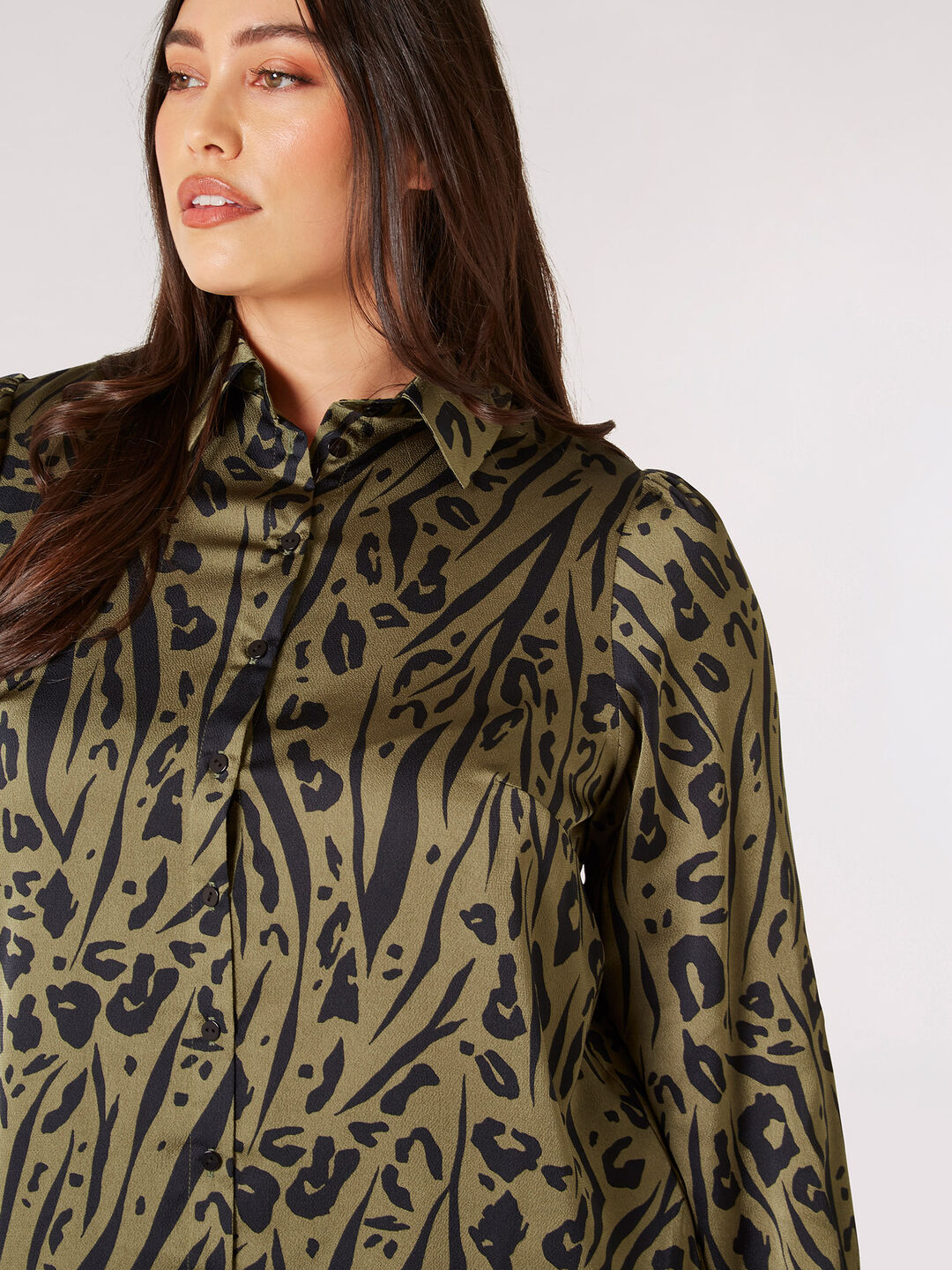 Curve Animal Print Satin Shirt