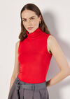 Jersey Roll Neck Tank Top, Red, large