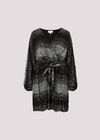 Ombre Sequin Wrap Mini Dress, Black, large