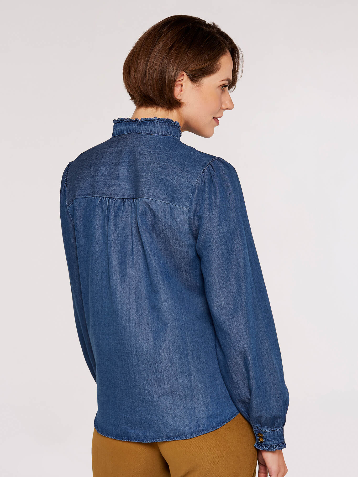 Ruffle Detail Denim Shirt Ruffle Detail Denim Shirt