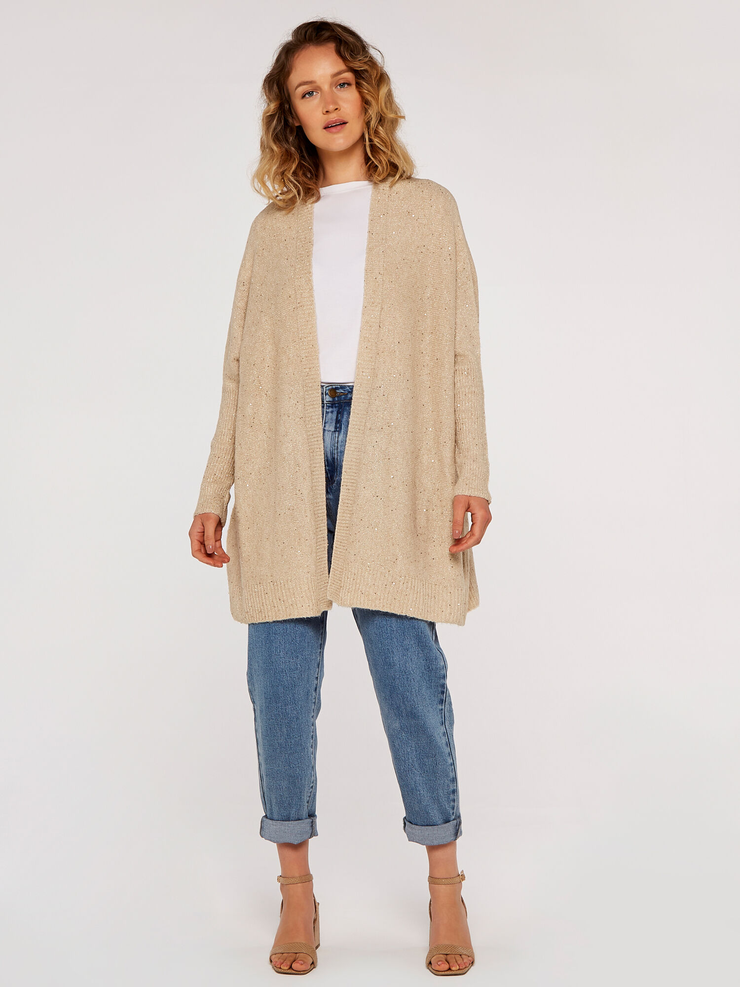 Lurex Cardigan Apricot Clothing