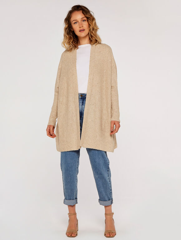 Lurex Cardigan, Stone, large