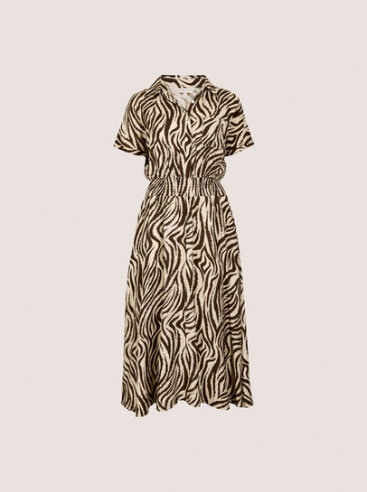 Zebra Print Shirt Midi Dress