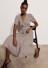 Stripe Wrap Midaxi Dress, Brown, large