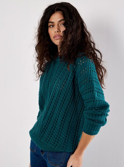 Vertical Pointelle Knit Jumper