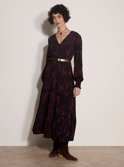 Floral Crepe Midi Dress