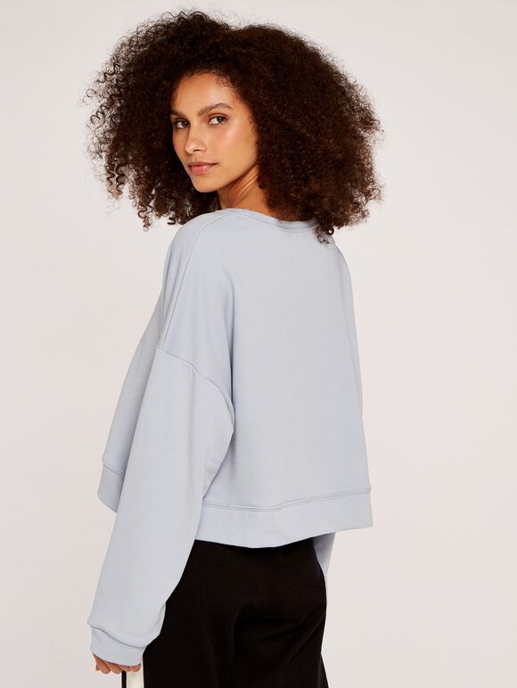 Cropped Sweatshirt, Blue, large