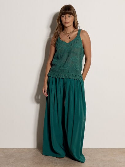 Embroidered Crochet Top
