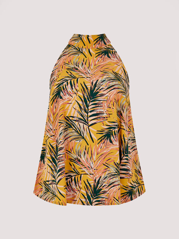 Tropical Halter Neck Top, Mustard, large