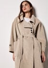 Soft-Touch Long Trench Coat, Stone, large