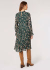Leaf Pleated Chiffon Midi Dress, Green, large