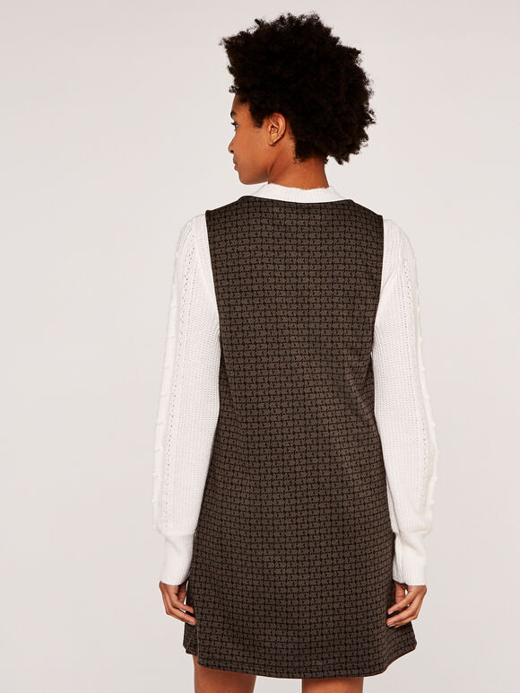Arrow Pinafore Dress, Khaki, large