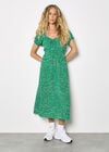 Spot Print Milkmaid Midi Dress, Green, large