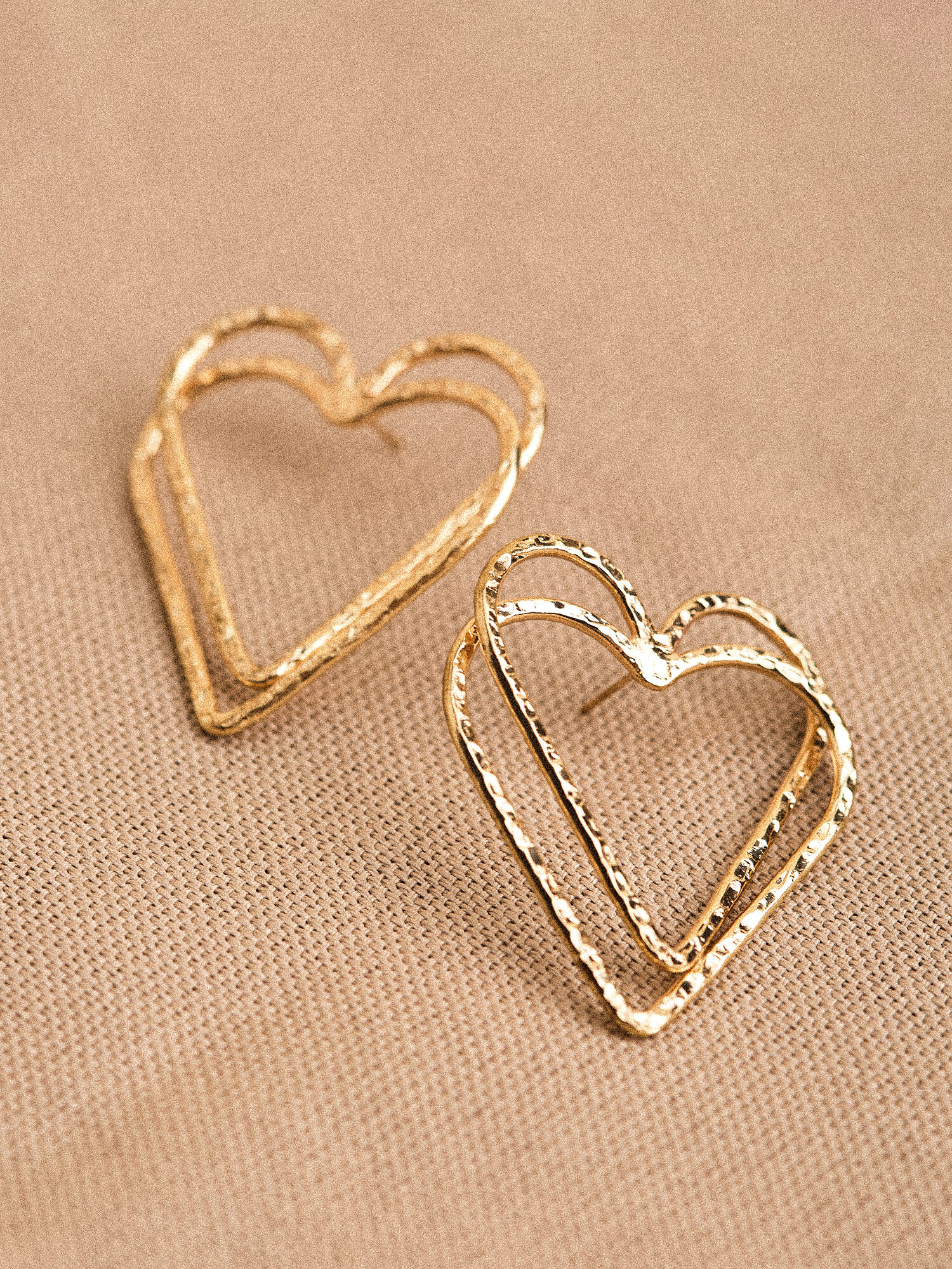 Double heart hoop earrings store