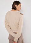 Cropped Argyle Jumper, Stone, large