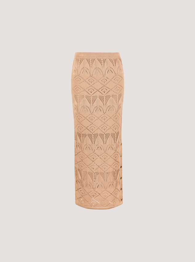 Pointelle Knit Maxi Skirt, Stone, large