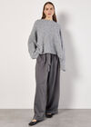 Wide-Leg Tailored Trousers, Dark Grey - Charcoal, large