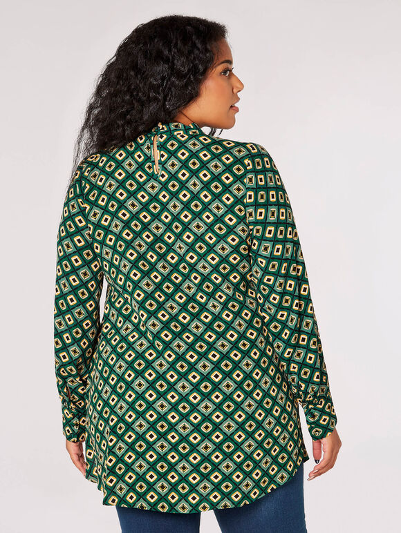Curve Geometric Keyhold Blouse, Green, large
