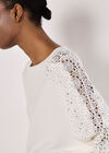 Lace Rhinestone Embellished Jumper, White, large