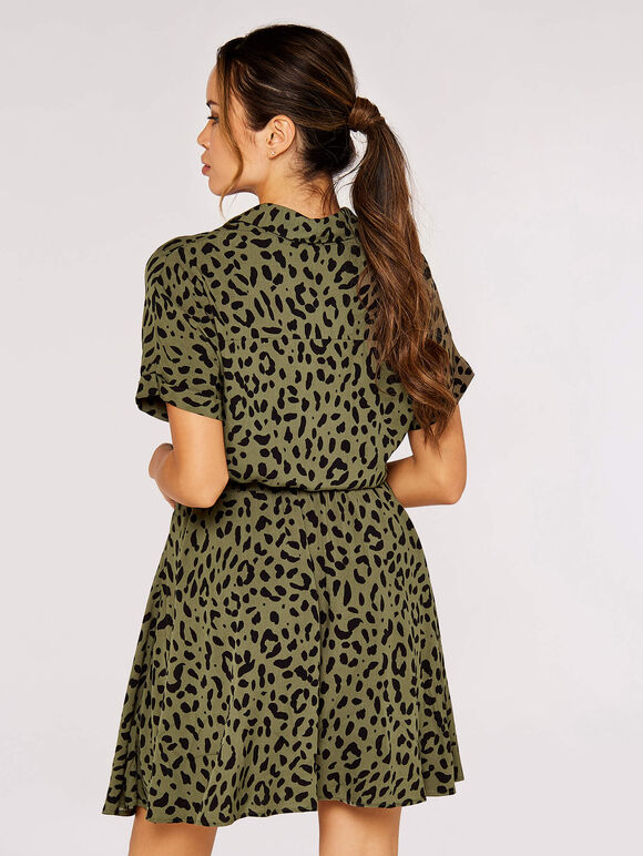 Cheetah Print Mini Dress, Khaki, large