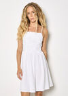 Eyelash Embroidered Cami Mini Dress, White, large