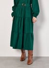Belted Tiered Maxi Skirt, Green, large