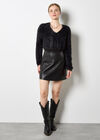 Fluffy Cropped Bolero, Black, large