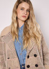 Heritage Check Fluffy Knit Coat, Stone, large