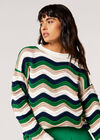 Wavy Stripe Knitted Jumper, Green, large