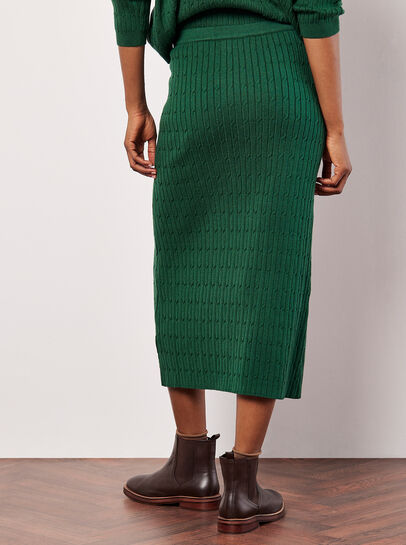 Fine Knit Cable Midi Skirt