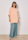 Soft-Touch Batwing Waffle Knit Top, Peach, large
