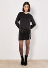 Multi Sequin Bodycon Mini Skirt, Black, large